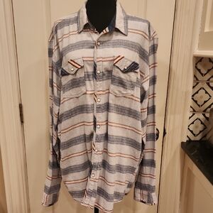 Third & Army Outfitters Serape With Denim Trim Snap Flannel Mens XXL